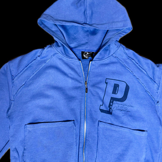 BLUE REVERSE ZIP UP