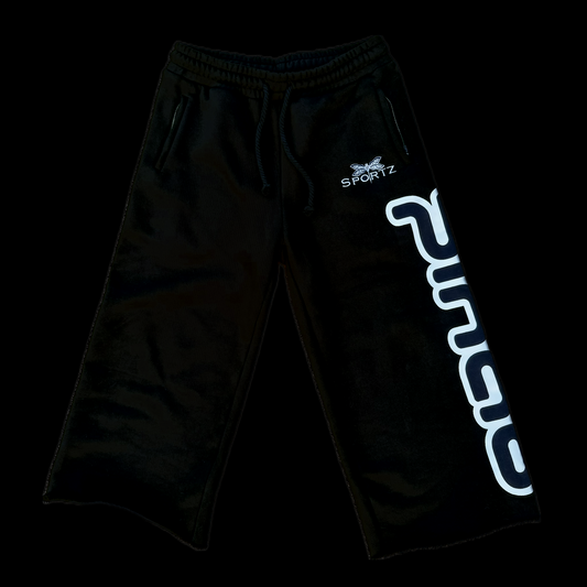 BLACK OVERSIZED CUT OFF SWEATS