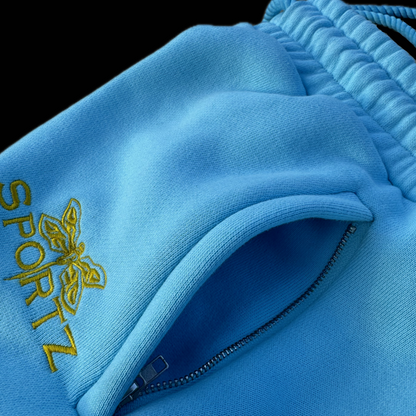 BLUE OVERSIZED CUT OFF SWEATS