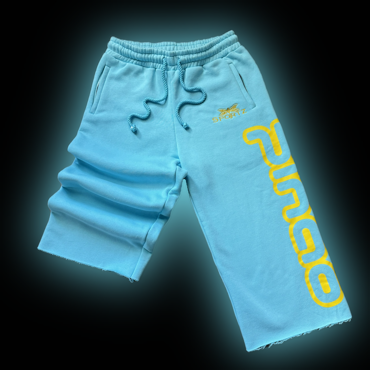 BLUE OVERSIZED CUT OFF SWEATS