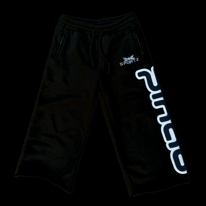 BLACK OVERSIZED CUT OFF SWEATS