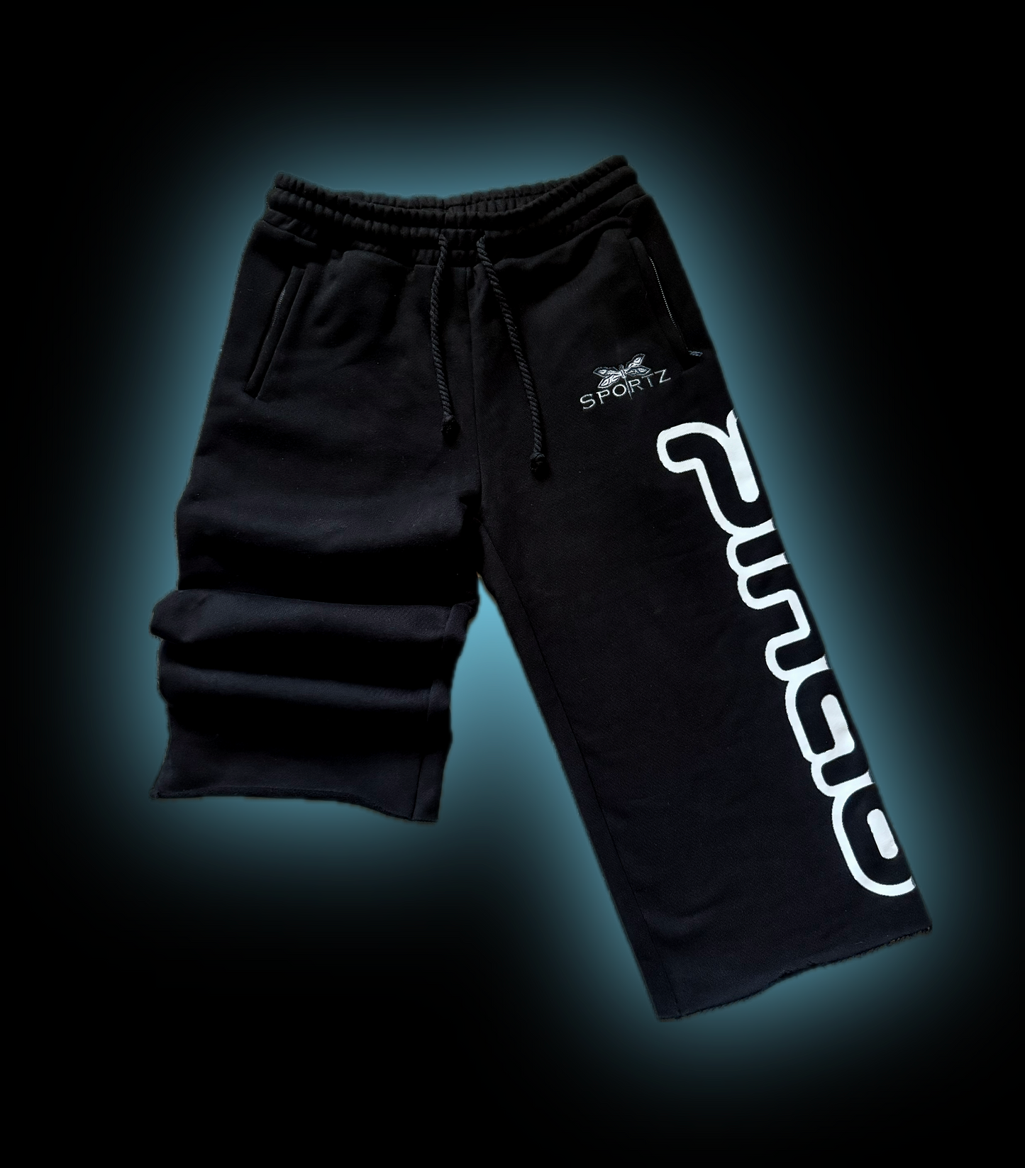 BLACK OVERSIZED CUT OFF SWEATS