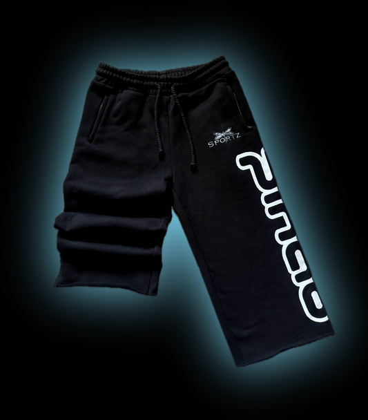 BLACK OVERSIZED CUT OFF SWEATS