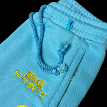 BLUE OVERSIZED CUT OFF SWEATS