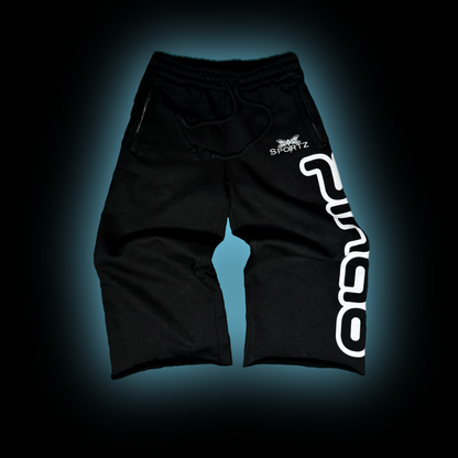 BLACK OVERSIZED CUT OFF SWEATS